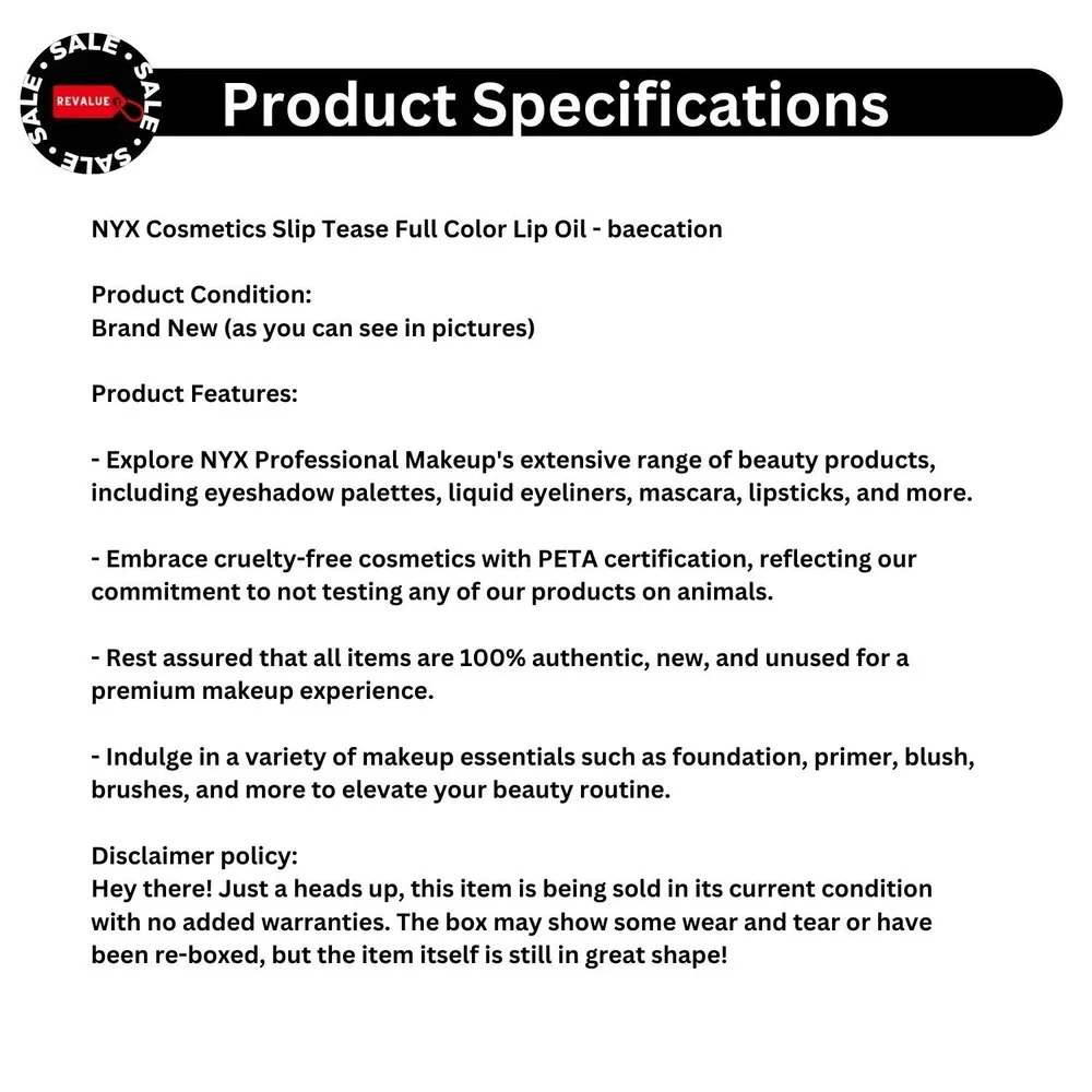 NYX  PROFESSIONAL MAKEUP Slip Tease Full Color Lip Oil ‎ Baecation #STLO05